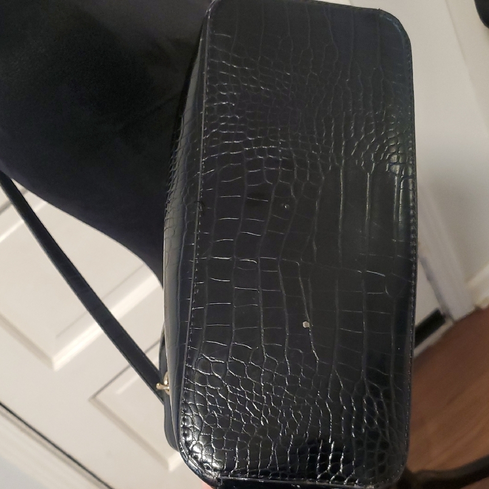 Anne Klein Black Croc-Embossed Satchel - Picture 8 of 11